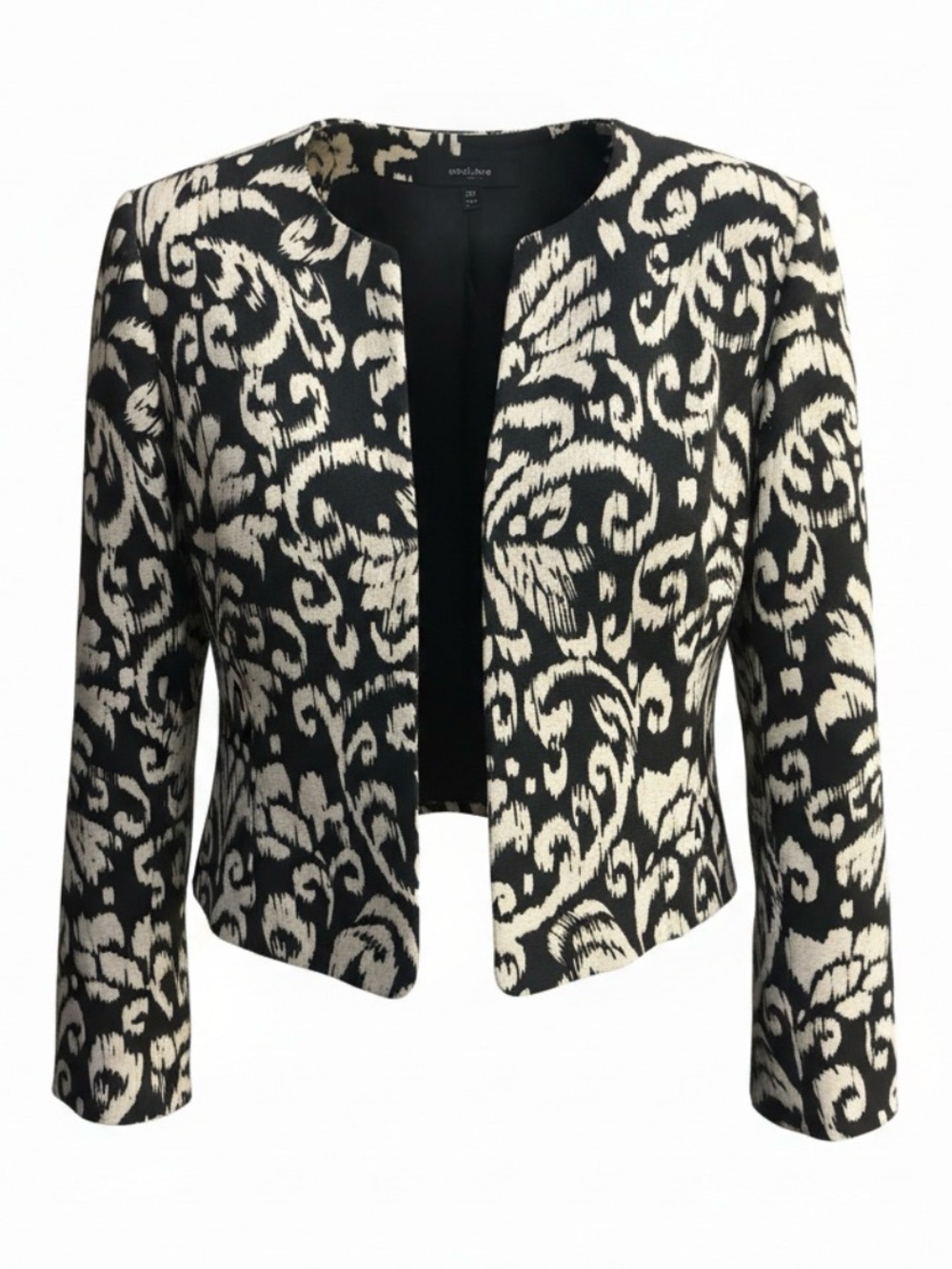Preston & York Black & White Patterned Cropped Jacket Size 10